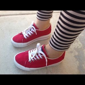 Red Tommy Hilfiger platform sneakers