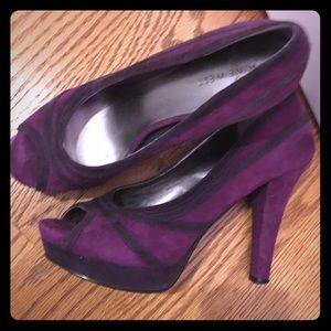 Nine West purple 2 toned suede high peep toe heel