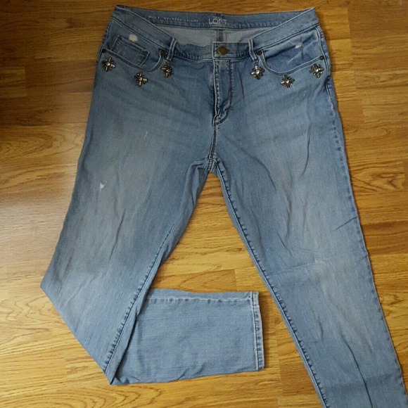 LOFT blingy relaxed skinny jeans 12T