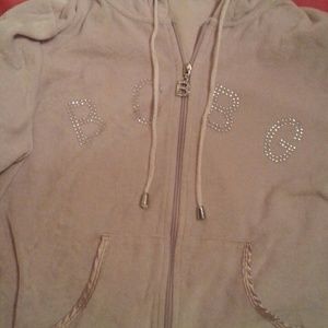 Womens large bcbg velour zip up