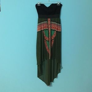 Tribal Print Strapless Dress