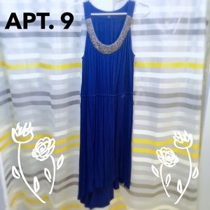 Shimmery Beaded Collared Blue Dress