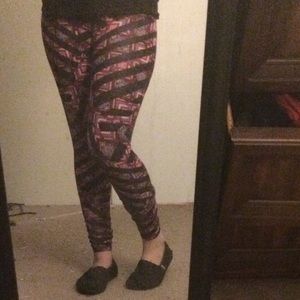 Pink/ Black Striped Leggings