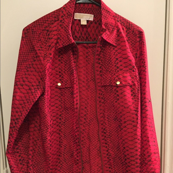 Michael kors  red zipper collar blouse