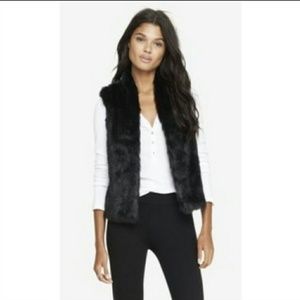 Express black faux fur vest