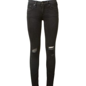 Rag and Bone Black Ripped Skinny Jeans