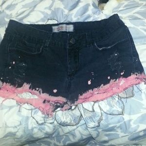 Black paint splatter short shorts