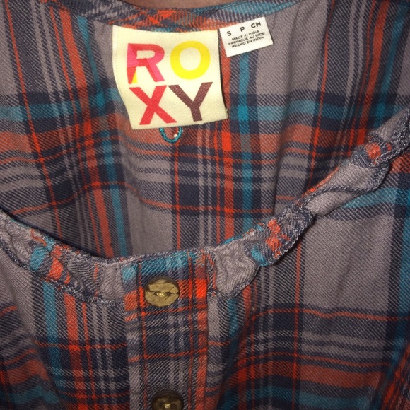 Roxy grey plaid cute tank top size small - Picture 3 of 6