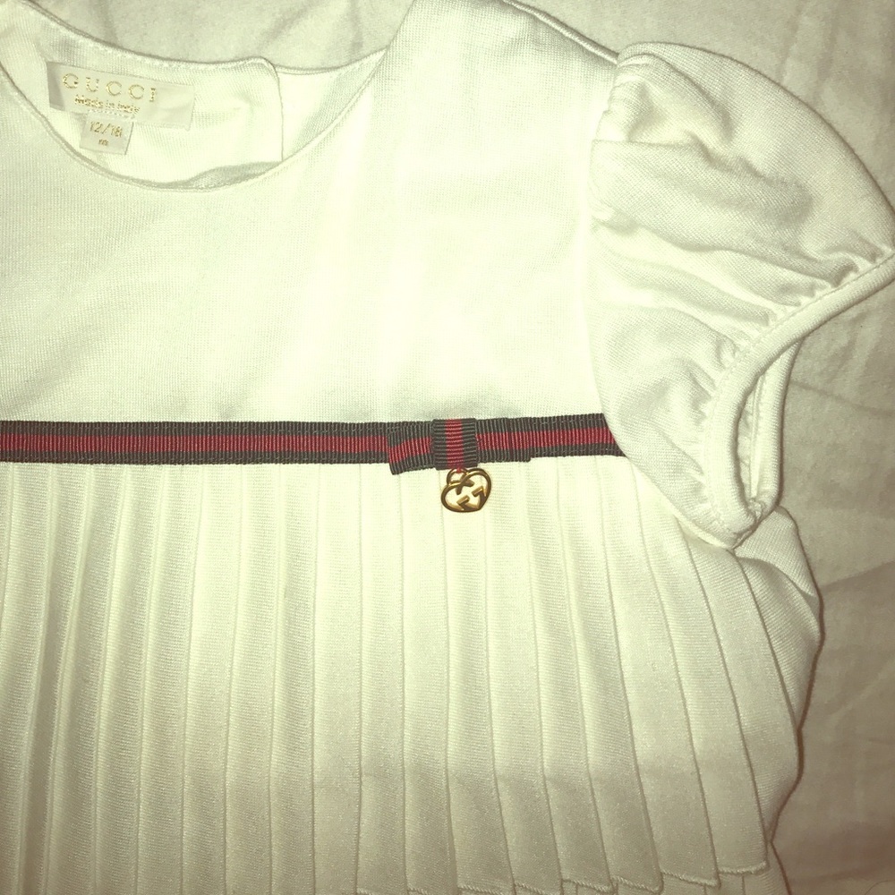 10000% Authentic White Pleaded Gucci Toddler Dress