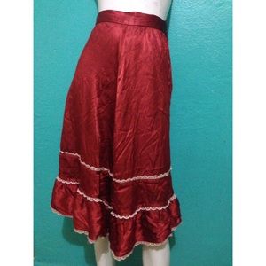 Satin vintage deep coral skirt