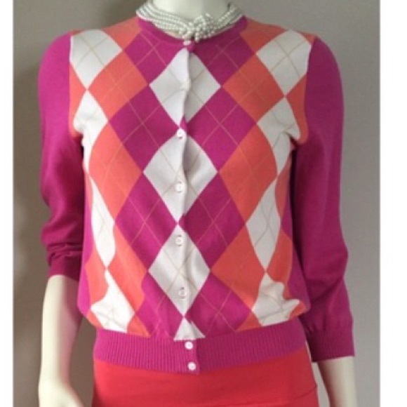 J.Crew Pink Argyle Cardigan