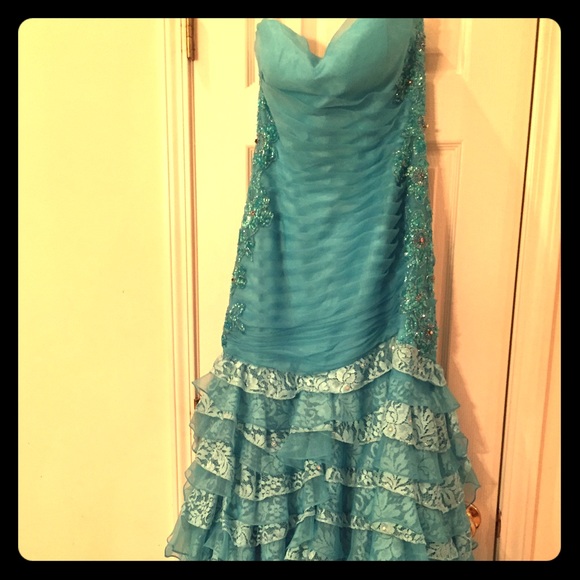 Turquoise Prom/pageant Gown