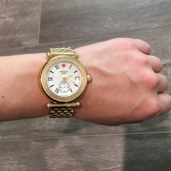 Michele Caber Diamond Gold Tone Watch - Picture 4 of 4