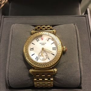 Michele Caber Diamond Gold Tone Watch