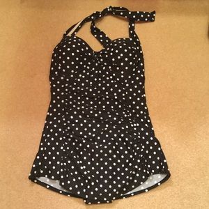Retro Black and White Polka Dot One Piece