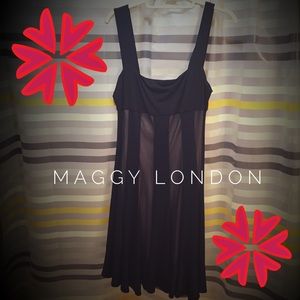 Black and Opaque Striped Dress with Nude Undertone