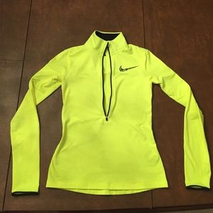 Neon yellow Nike Pro half-zip pullover