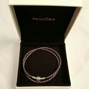 Authentic Pandora Braided Double Leather Bracelet