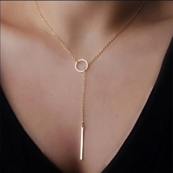 Gold Tone Lariat Necklace