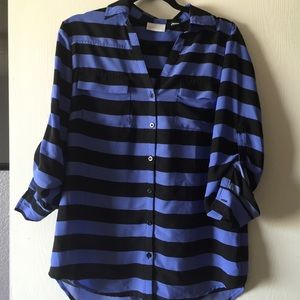 Light Purple and Black Striped Button Down