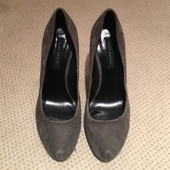 Zara Gray Suede pumps - Picture 1 of 4