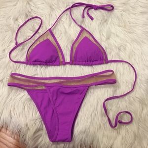 Brand new purple ASOS bikini with mesh trim
