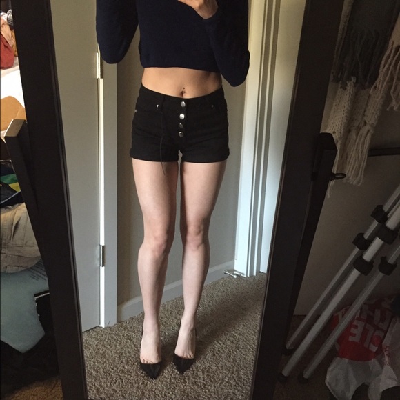 F21 NWT black high waist cuffed shorts