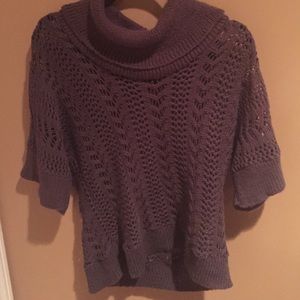 Brown Open Knit Quarter Sleeve Sweater