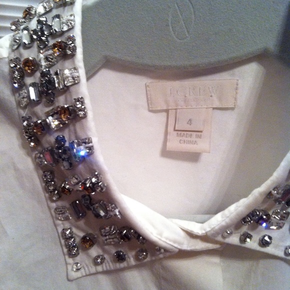 J. Crew Tops - J. Crew Jeweled Collar Boy Blouse