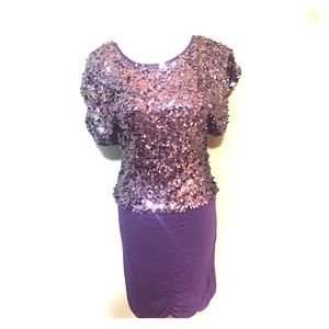 ⚡️SALE⚡️Purple Sequins and Jersey Backless Dress