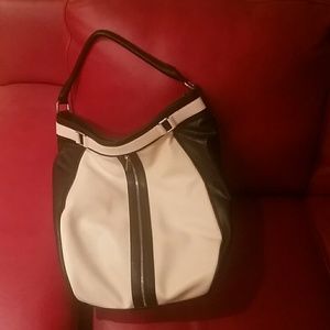 Express hobo shoulder bag cream black zipper nwt