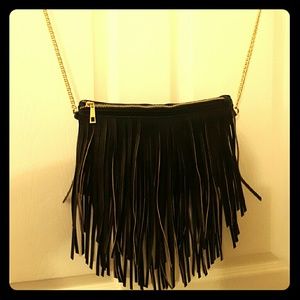 Black Fringed Crossbody