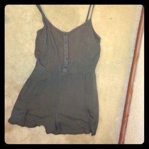 Olive green button romper
