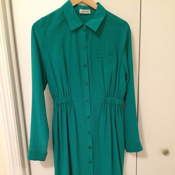 SALE! Calvin Klein Silk Button Down Dress - Picture 1 of 2
