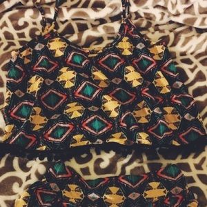 Tribal spaghettini strapped cropped top