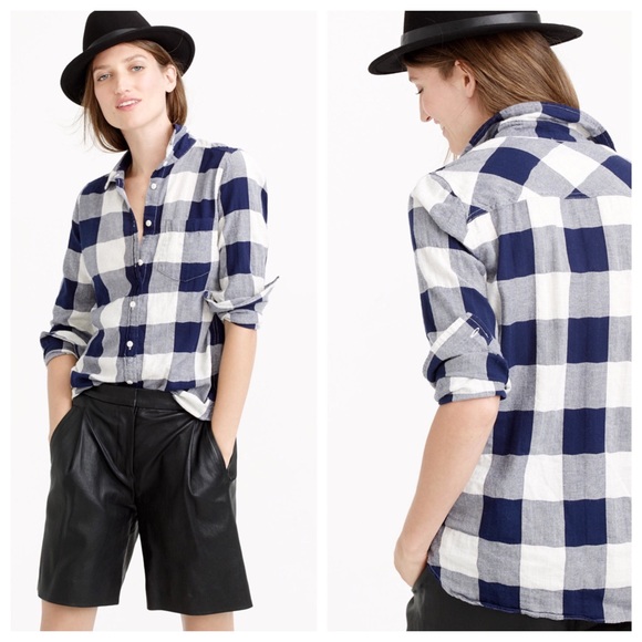 J. Crew Tops - J. Crew buffalo check shrunken boy shirt