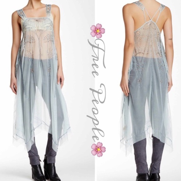 Free People Dresses & Skirts - FESTIVAL💕 Free People Sheer Black Beaded Dress