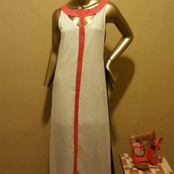color-block sheer maxi dress