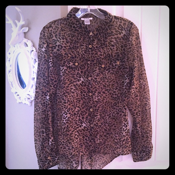 Prototype Leopard Button Down Blouse - Picture 1 of 4