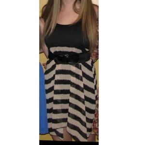 Black and tan colored dress.