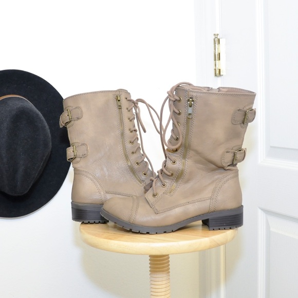 zip up military stylelace up boots w zipper detail