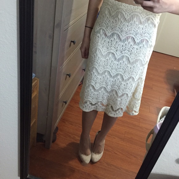 Off white lace crochet skirt