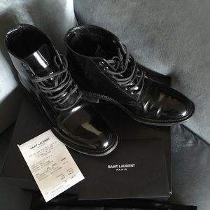 Saint Laurent army lace-up ankle boots 38