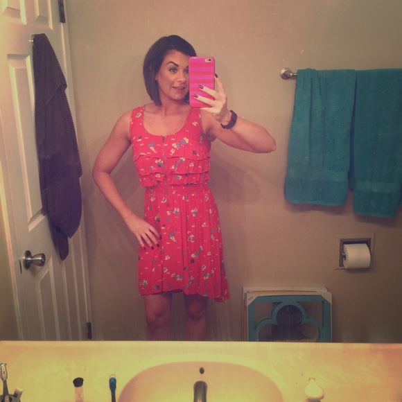 Orange floral hi-Lo dress. Knee length. Target. XS