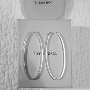 Rare Tiffany & Co Silver Long Oval Hoop earrings