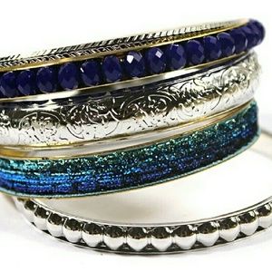 Trendy Blue Crystal Silver Plated Bracelets