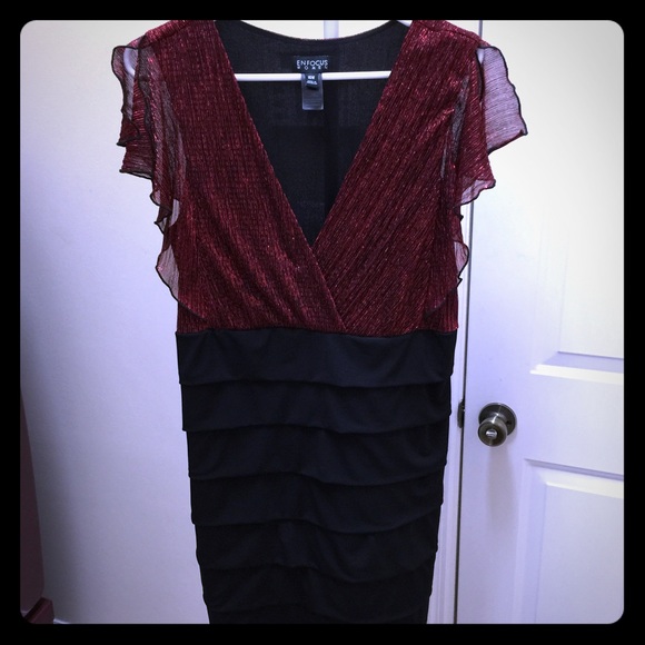 Enfocus Cocktail Dress 16W burgundy & black