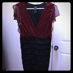 Enfocus Cocktail Dress 16W burgundy & black