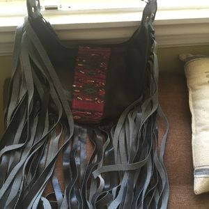 Real leather fringe Festival bag-Small