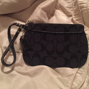 Small Black Coach Logo Wristlet
